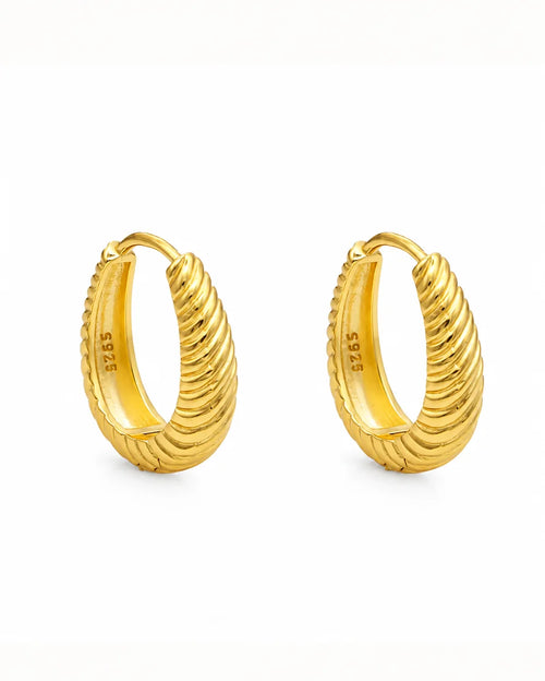 Costes Gold Hoop Earrings in 18K gold-plated sterling silver by Frequency Paris-Ibiza.