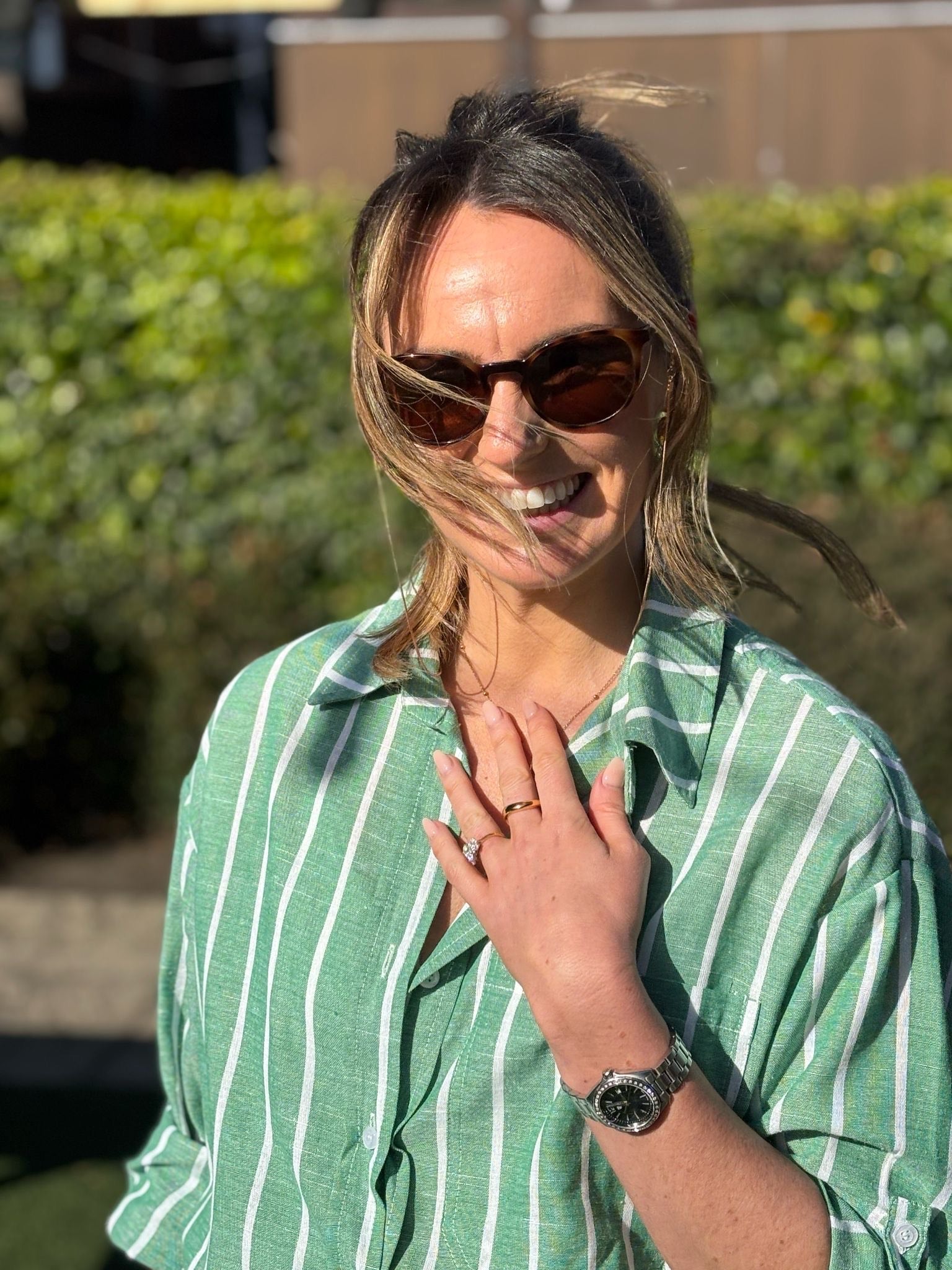 Customer photo of Holly wearing the Stillness Ring in sterling silver with 18K gold plating by Frequency Paris-Ibiza