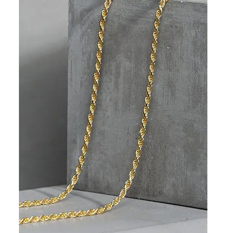 A close up of the Frequency Paris-Ibiza Positivity Gold Rope Chain showcasing the artistry and details.