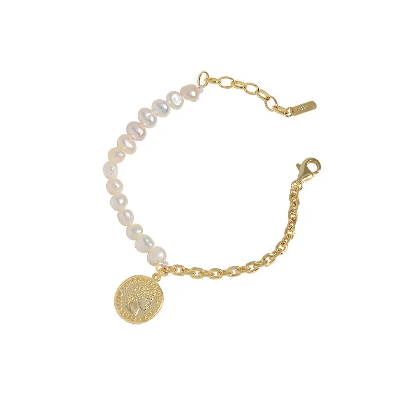 Wisdom Coin Charm Bracelet – 18k gold plated sterling silver on white background – Frequency Paris-Ibiza