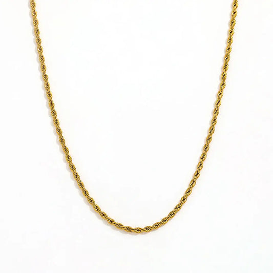 Positivity Gold Rope Chain Necklace by Frequency Paris-Ibiza — gold rope chain pendant on a white background, perfect for every outfit. 