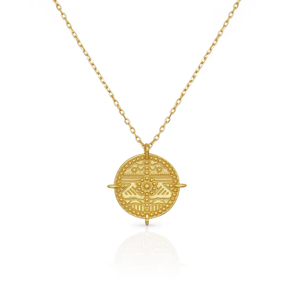 Es Vedrà gold pendant necklace, 18k gold plated sterling silver, talisman of attraction - from Frequency Paris-Ibiza
