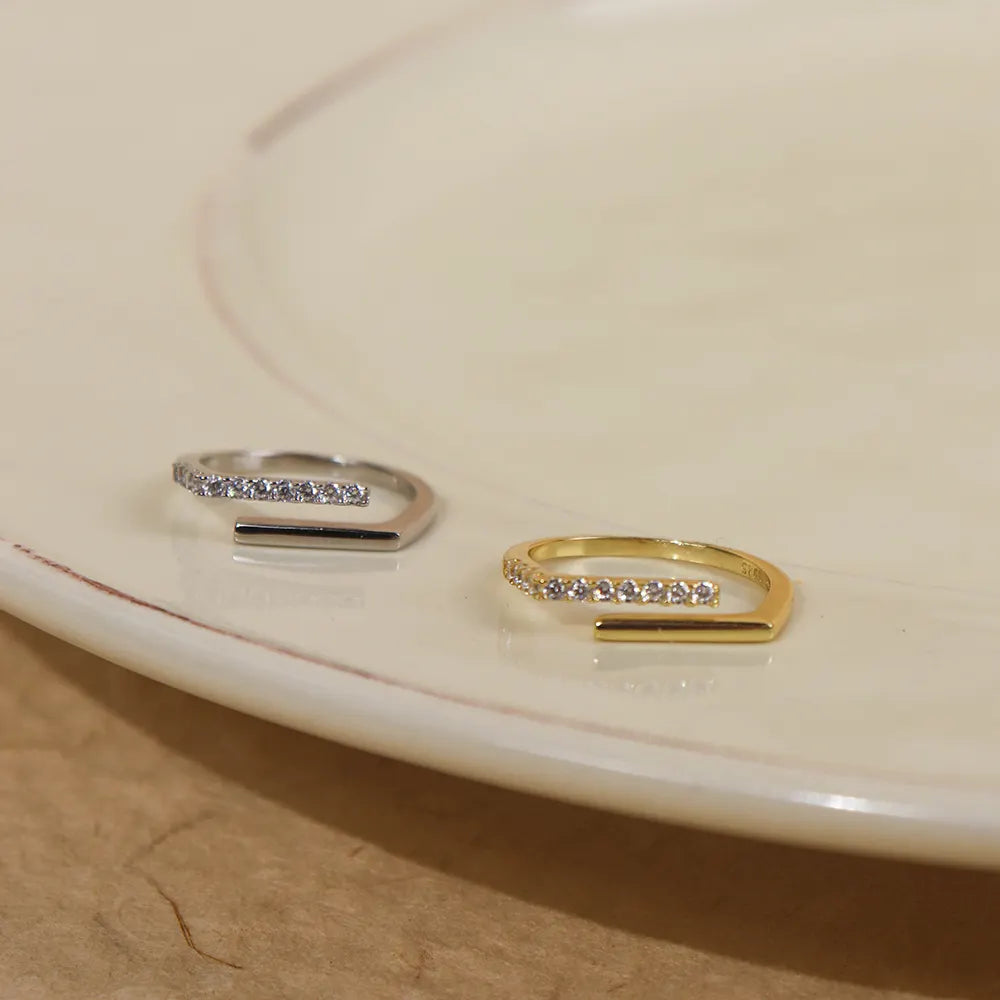 Frequency Paris-Ibiza Cosmic Trust Rings in 18K gold plated and rhodium plated sterling silver, adjustable open design, perfect for everyday wear