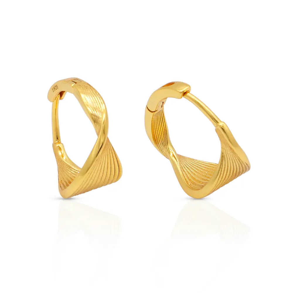 18K gold-plated sterling silver Eternal Wave Hoop Earrings by Frequency Paris-Ibiza against a white background