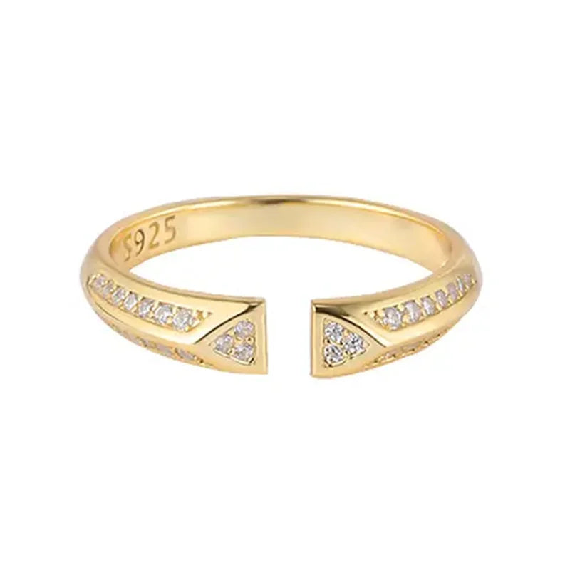 Frequency Paris-Ibiza Resonance Ring in 18K gold plated sterling silver with zircon crystal accents on white background