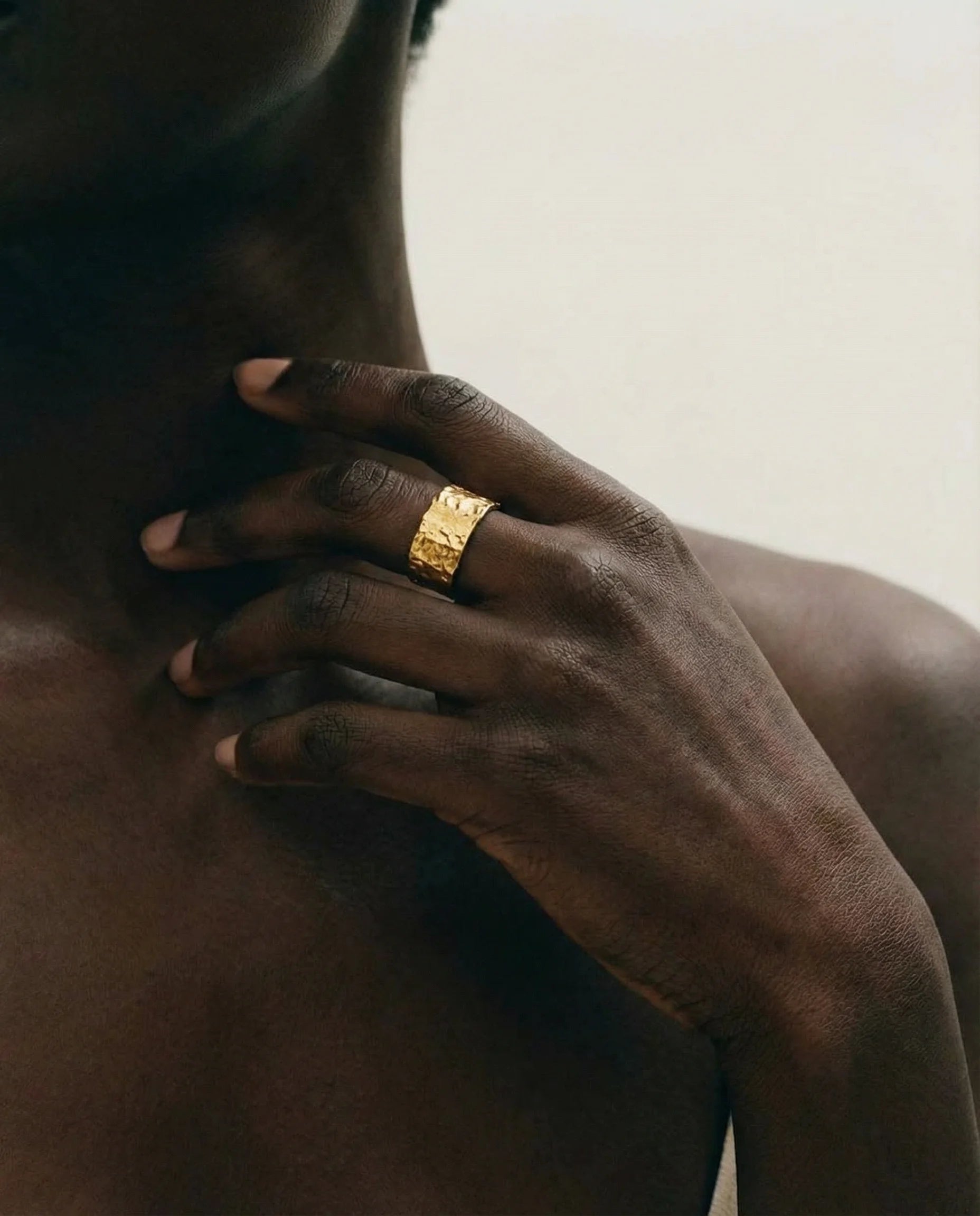 Gaia Ring by Frequency Paris-Ibiza. The organic hammered texture of the Gaia Ring pairs beautifully with other statement rings, creating a bold and unique stack.