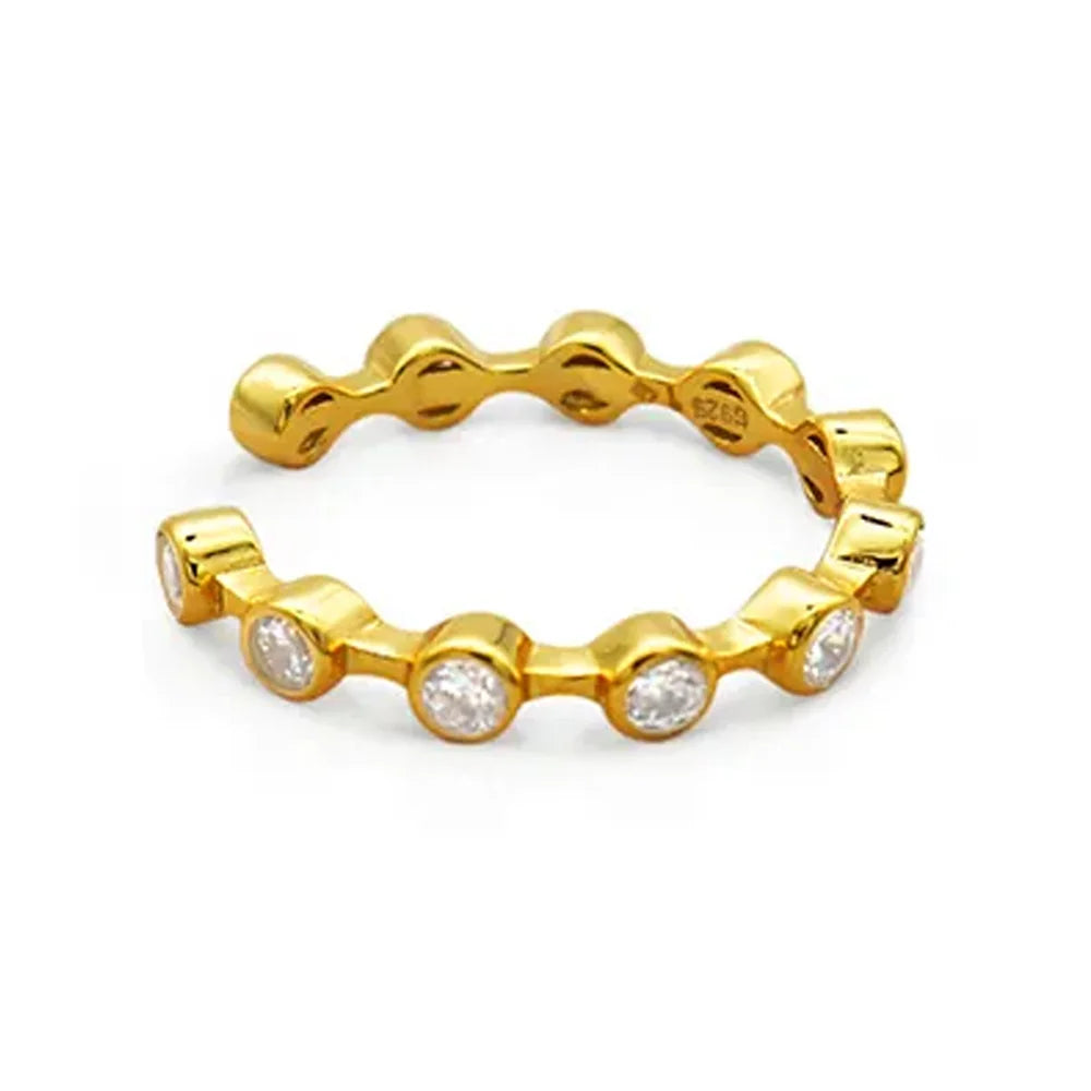 Close-up of Gratitude Ring showing crystal accents and adjustable design, beautifully crafted 18K gold plated sterling silver, Frequency Paris-Ibiza