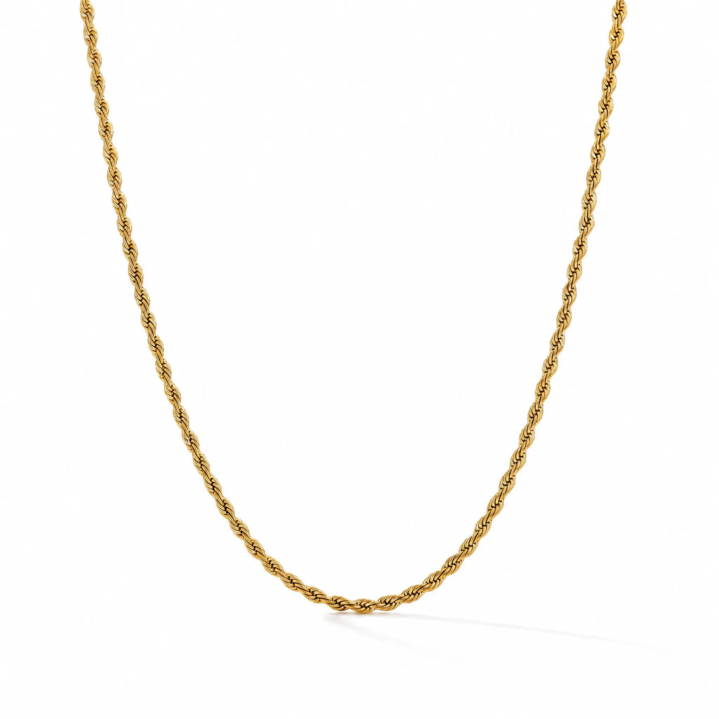 Positivity Gold Rope Chain Necklace by Frequency Paris-Ibiza — 18k gold plated sterling silver rope chain. Perfect for every outfit. 