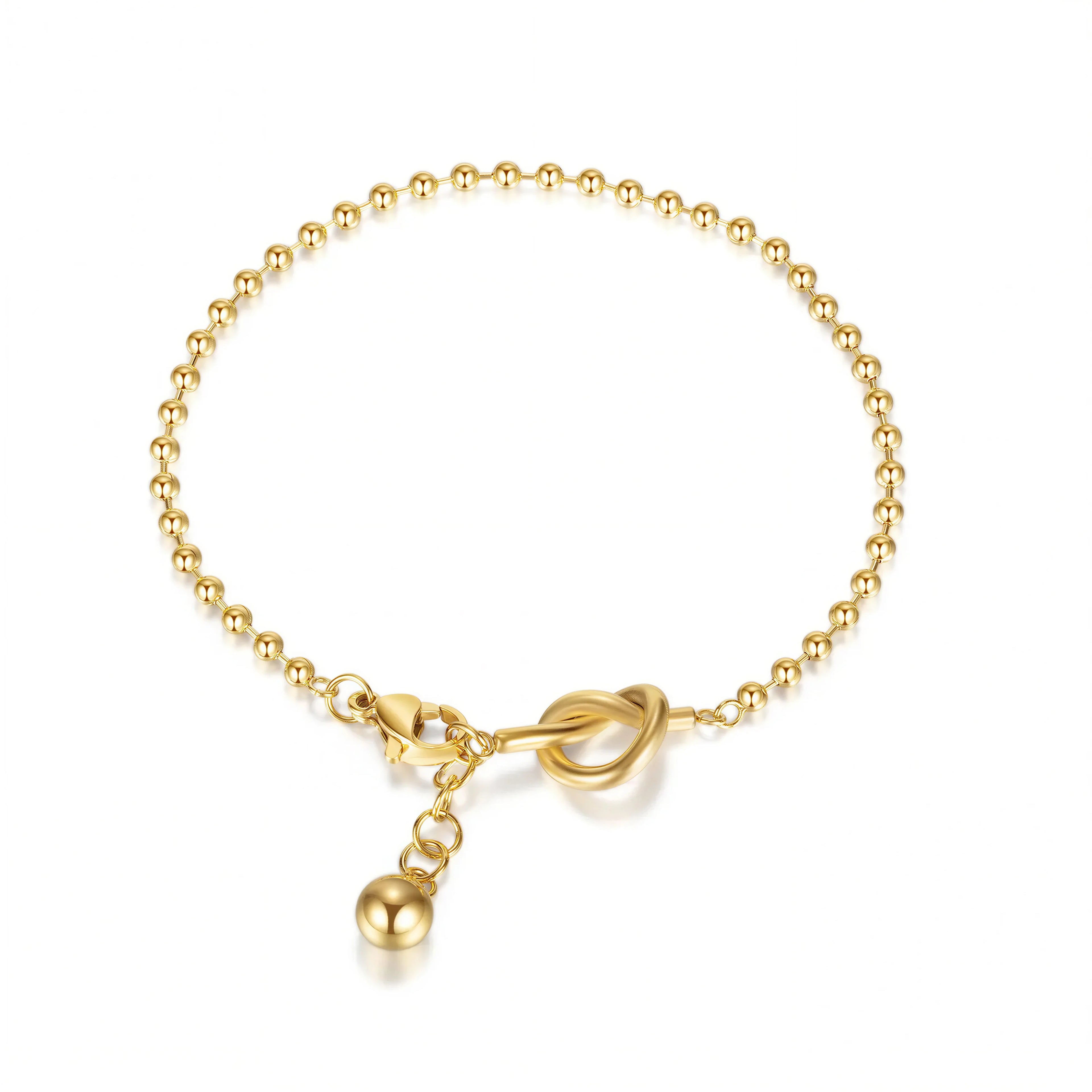Gold Presence Beaded Chain Bracelet by Frequency Paris-Ibiza on white background, minimalist design perfect for layering or gifting.