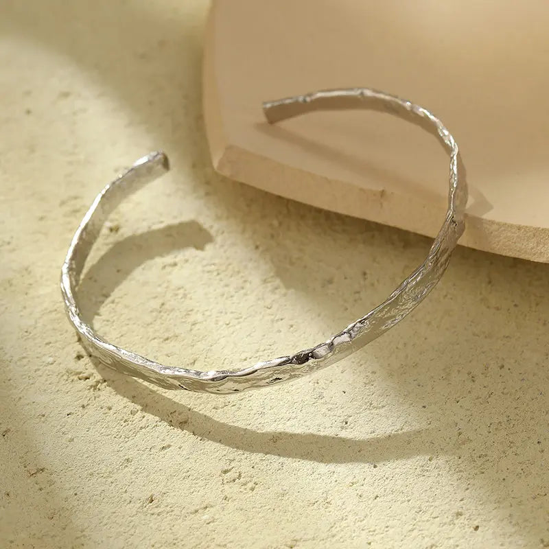 Frequency Paris-Ibiza So Hum silver cuff bracelet highlighting hammered texture and refined finish