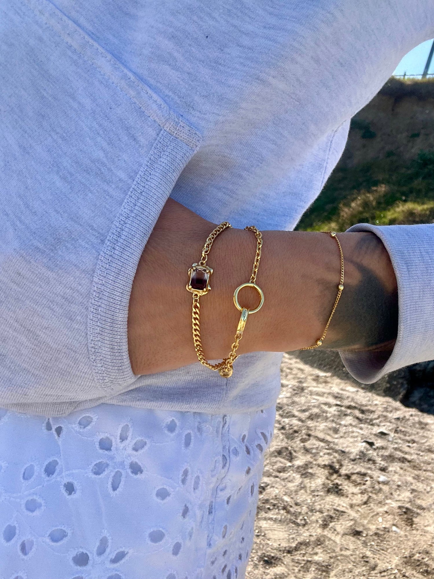 Infinite Possibilities and Alchemy gold chain bracelets — elegant demi-fine jewellery perfect for layering this autumn