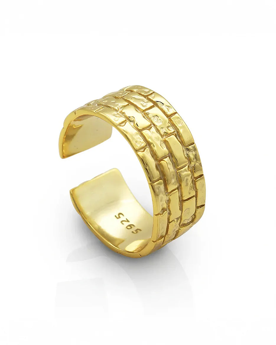 Élève Ring - An Exquisite Gold Textured Ring by Frequency Paris-Ibiza. 18k Gold plated sterling silver. Perfect for stacking or wearing solo.